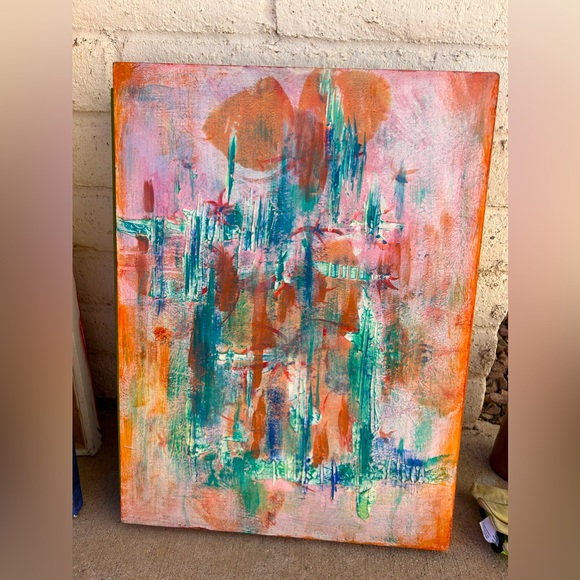 Original Signed Abstract Acrylic on Wood